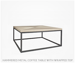 Fine Furniture Hammered Metal Coffee Table with Wrapped Top