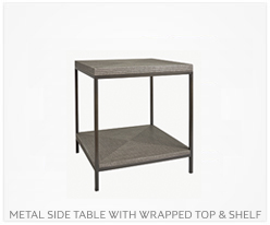 Fine Furniture Metal Side Table With Wrapped Top + Shelf