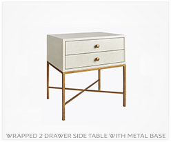 Fine Furniture Wrapped Metal SideTable With 2 Drawers