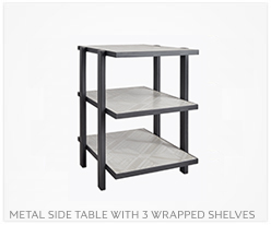 Fine Furniture Wrapped Metal SideTable With 3 Shelves