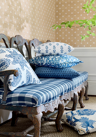 Thibaut Design Blue and White Color Story in Indienne