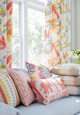 Thibaut Design Coral & Yellow Color Story in Kismet