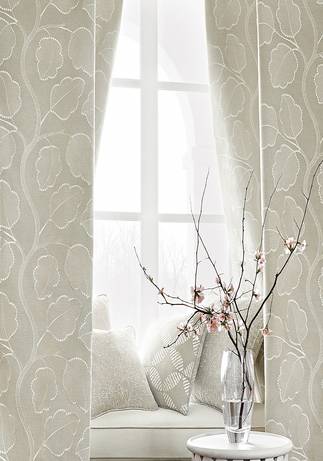 Thibaut Design Chestnut Tree Embroidery in Natural Glimmer