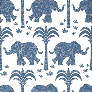 T16201 ELEPHANT Wallpaper Green from the Thibaut Kismet collection