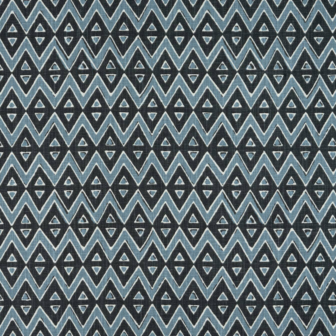 F913233 TIBURON Printed Fabrics Black and Mineral Blue from the 