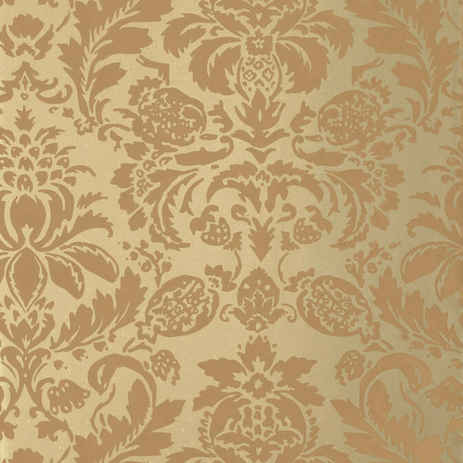 LYNDON DAMASK, Tobacco on Metallic Gold, T10034, Collection Neutral  Resource from Thibaut