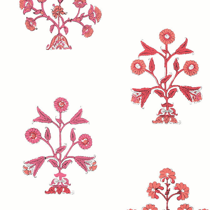INDIAN FLOWER, Pink, T10667, Collection Ceylon from Thibaut