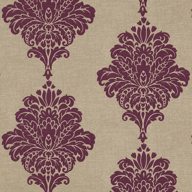 ARTURO DAMASK, Purple, T13016, Collection Monterey from Thibaut
