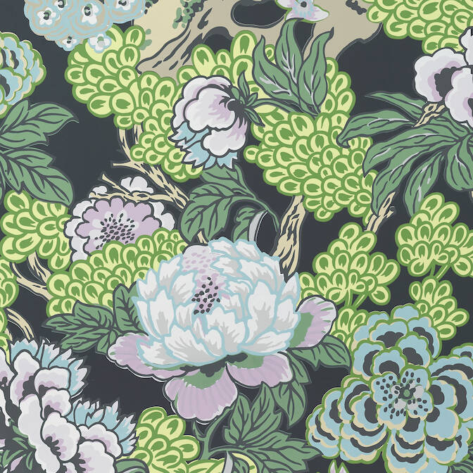 HONSHU Coral and Green T75490 Collection Dynasty from Thibaut